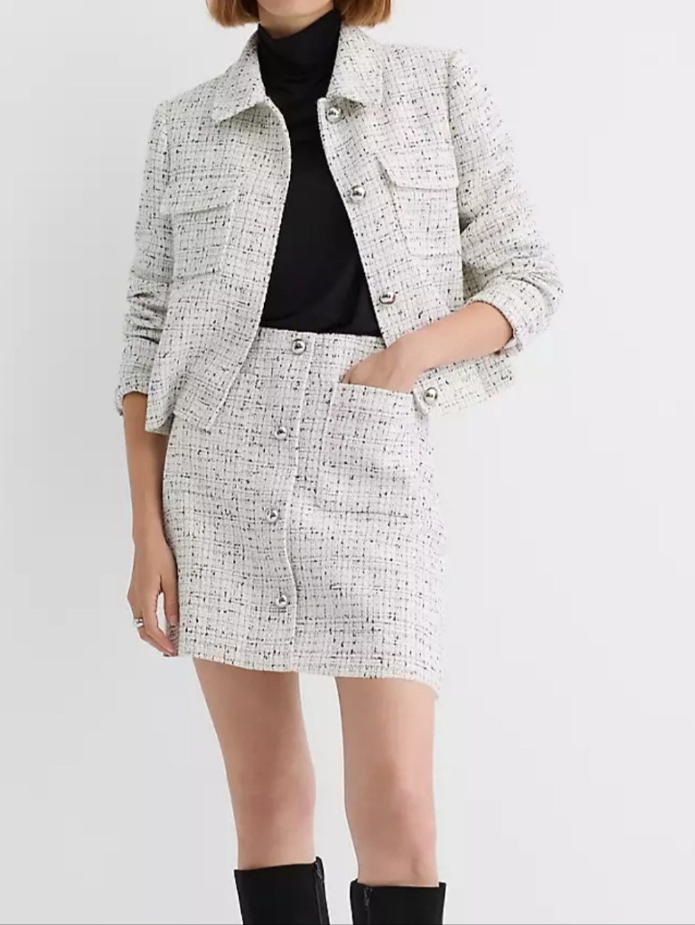 Tweed Mini Patch Pocket Skirt